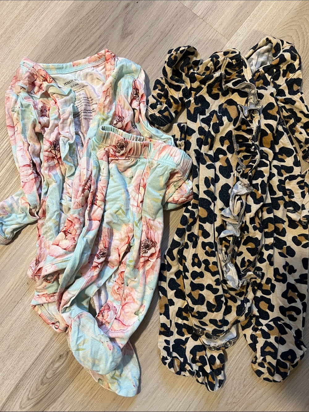 Posh Peanut Floral Pink & Mint + Leopard Black & Tan Kids Matching Sets